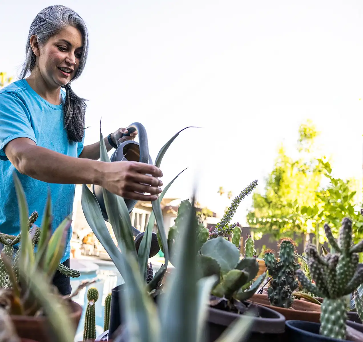 Photo of woman working in garden